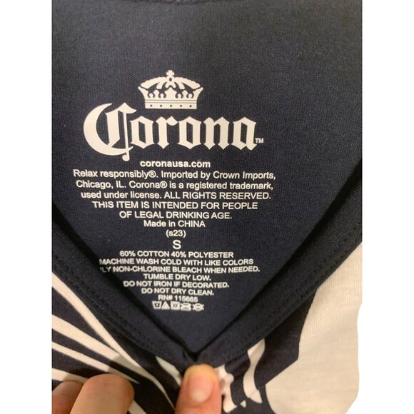 Corona Mens Tank Top S White/Navy Tropical Print - Picture 3 of 5